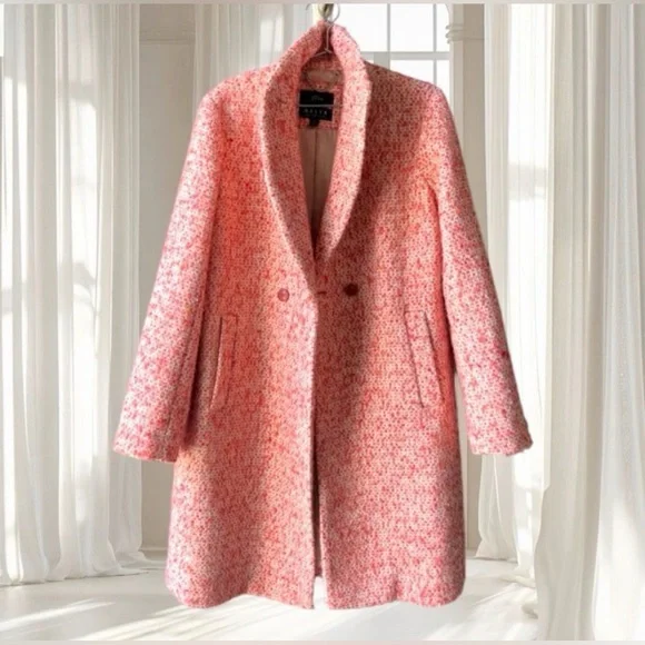 J.Crew Nalya Italian Tweed Lady Coat Peach Pink Wool Blend Topcoat Size 4 - Picture 5 of 15
